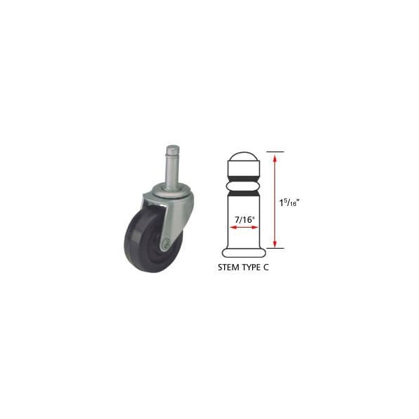 Algood Standard Series Chair Caster with Hard Rubber Wheel S0823-437SX1 5/16-U - Stem Type C S0823-437SX1 5/16-U - main